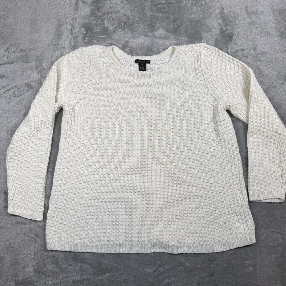 Preswick And Moore Sweater Women 2X White Knit Crew Neck Long Sleeve Winter